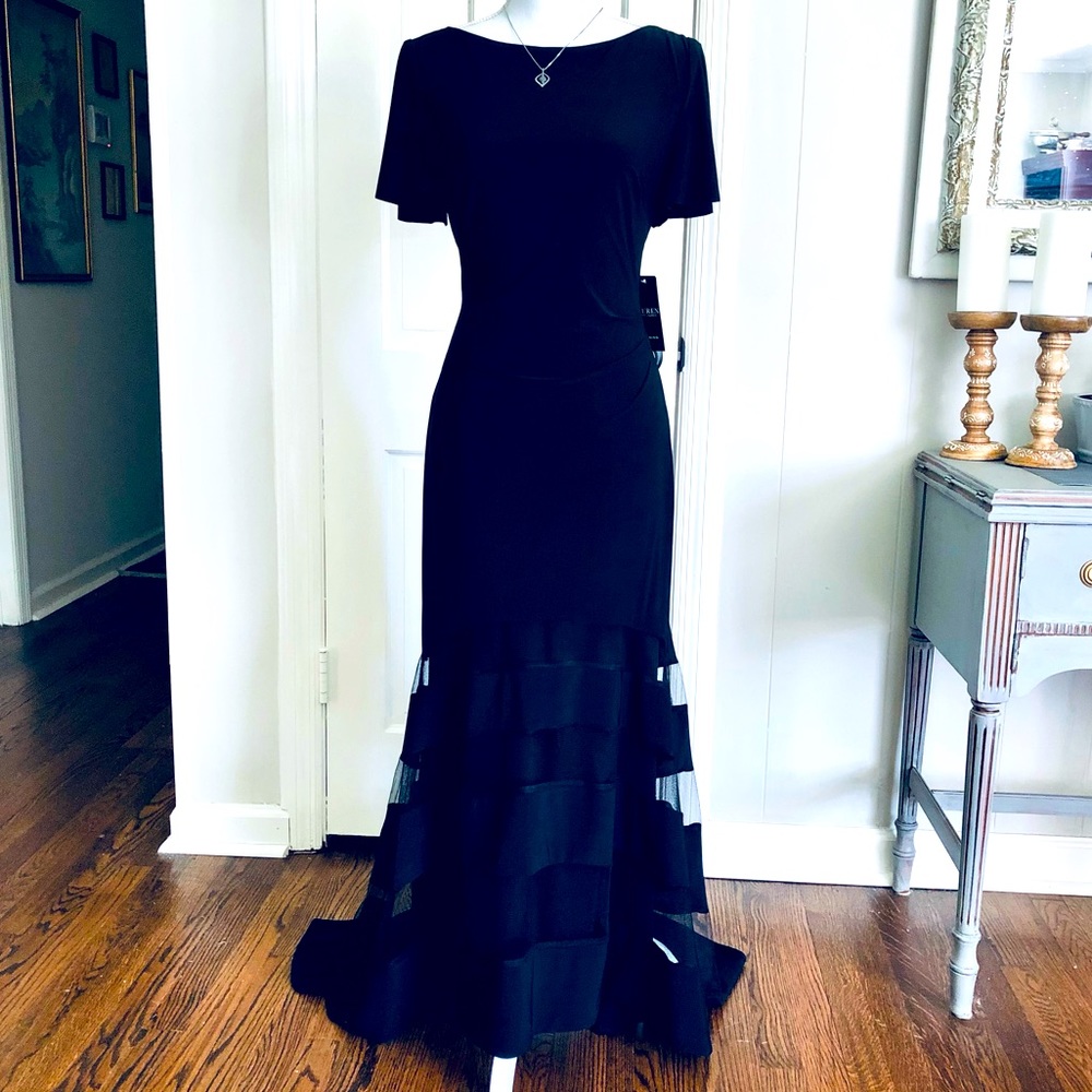 NEW Elegant Black Ralph Lauren Evening Gown